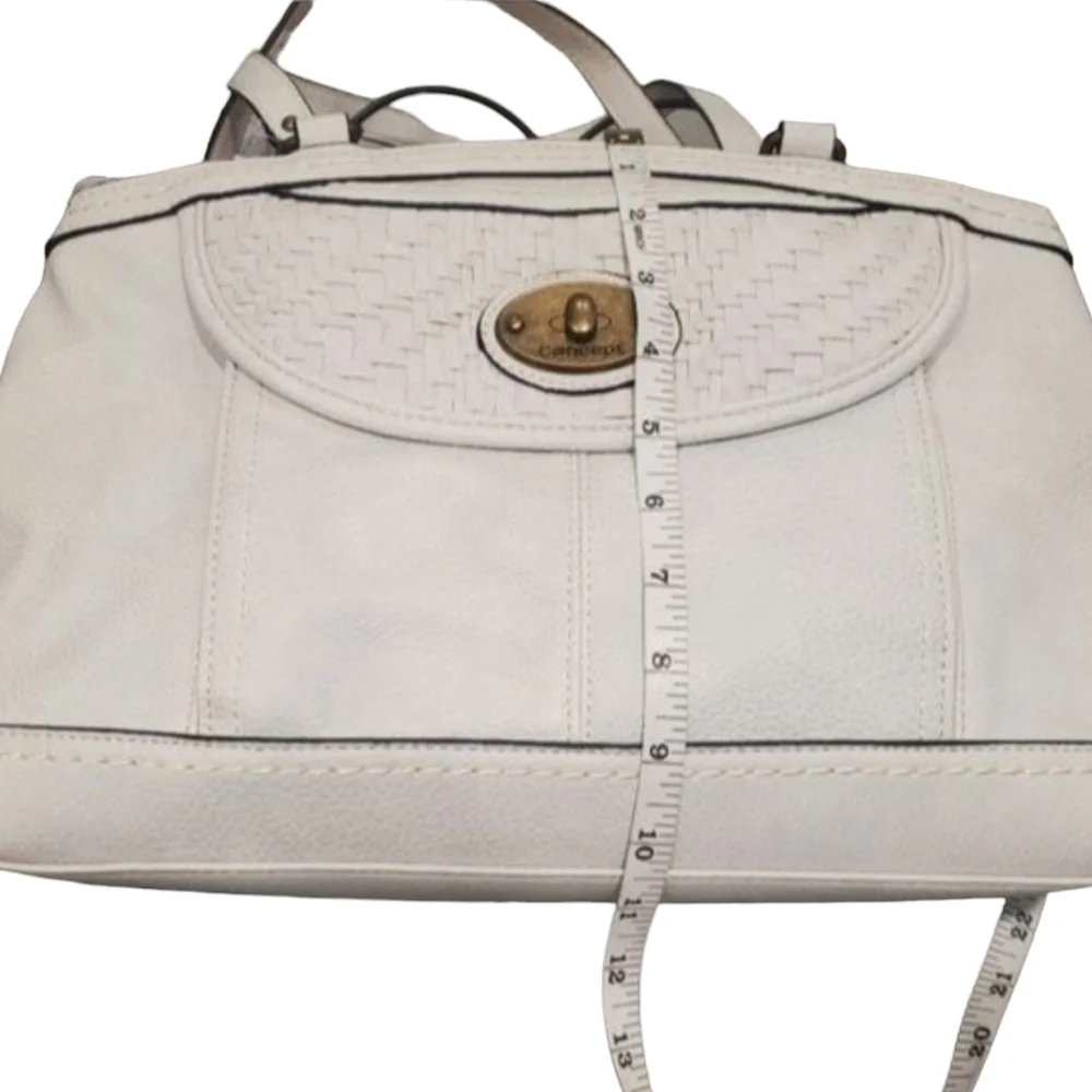 Born Concept Large Shoulder Tote Hobo Bag White Vegan Leather 3 Compartment - Picture 7 of 10